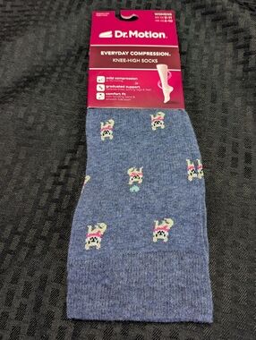 Heathered Blue Doggie Dr.Motion Everyday Compression Knee-High Socks.